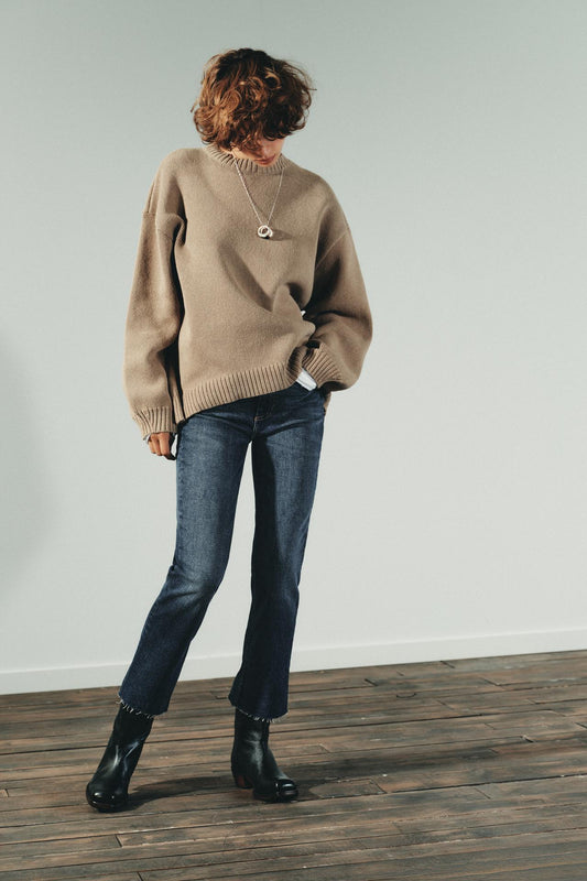 JEANS TRF CROPPED FLARE TIRO ALTO